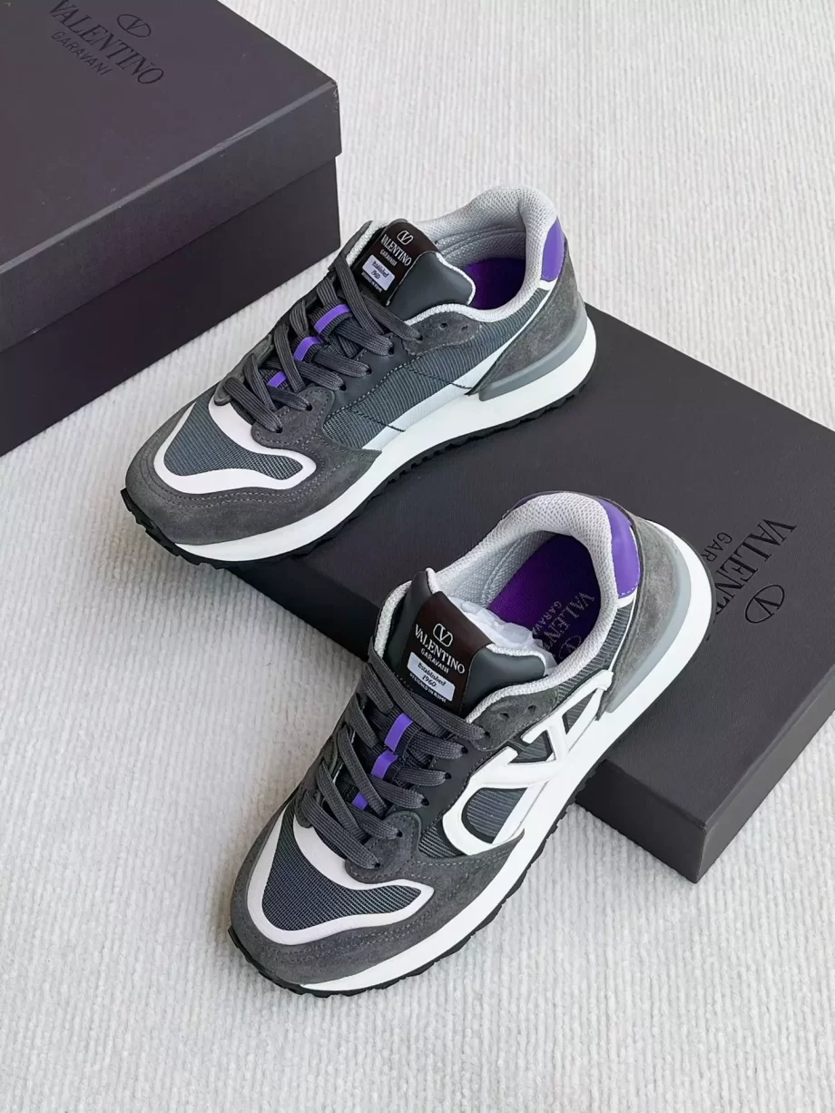 Valentino Garavani VLogo Pace Low Top Sneakers in Dark Grey/Purple - VLS066