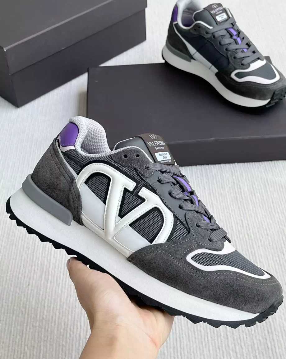 Valentino Garavani VLogo Pace Low Top Sneakers in Dark Grey/Purple - VLS066