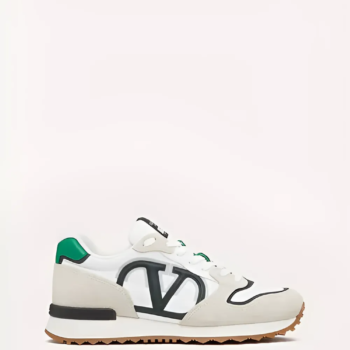 Valentino Garavani VLogo Pace Low Top Sneakers in White/Green - VLS067