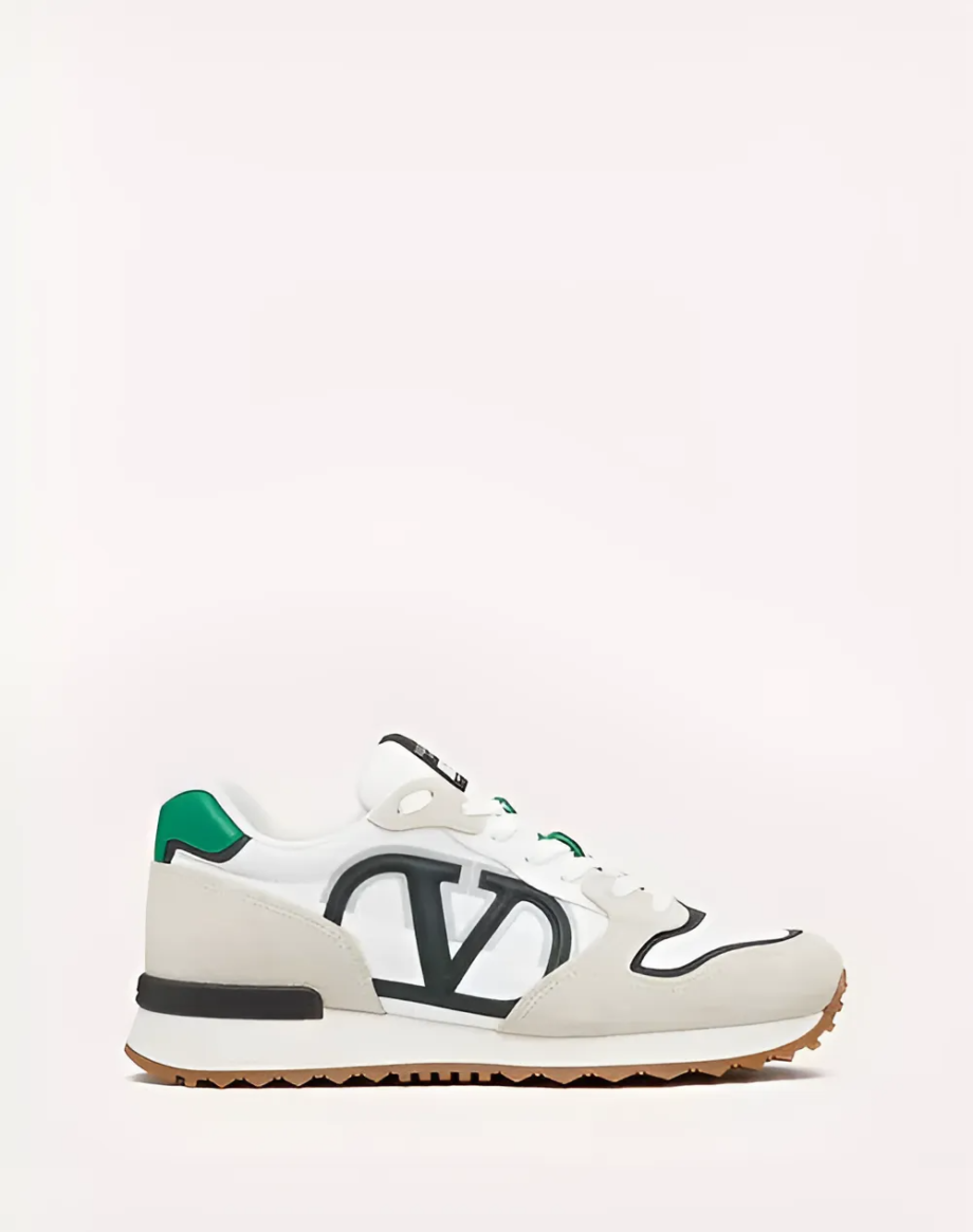 Valentino Garavani VLogo Pace Low Top Sneakers in White/Green - VLS067