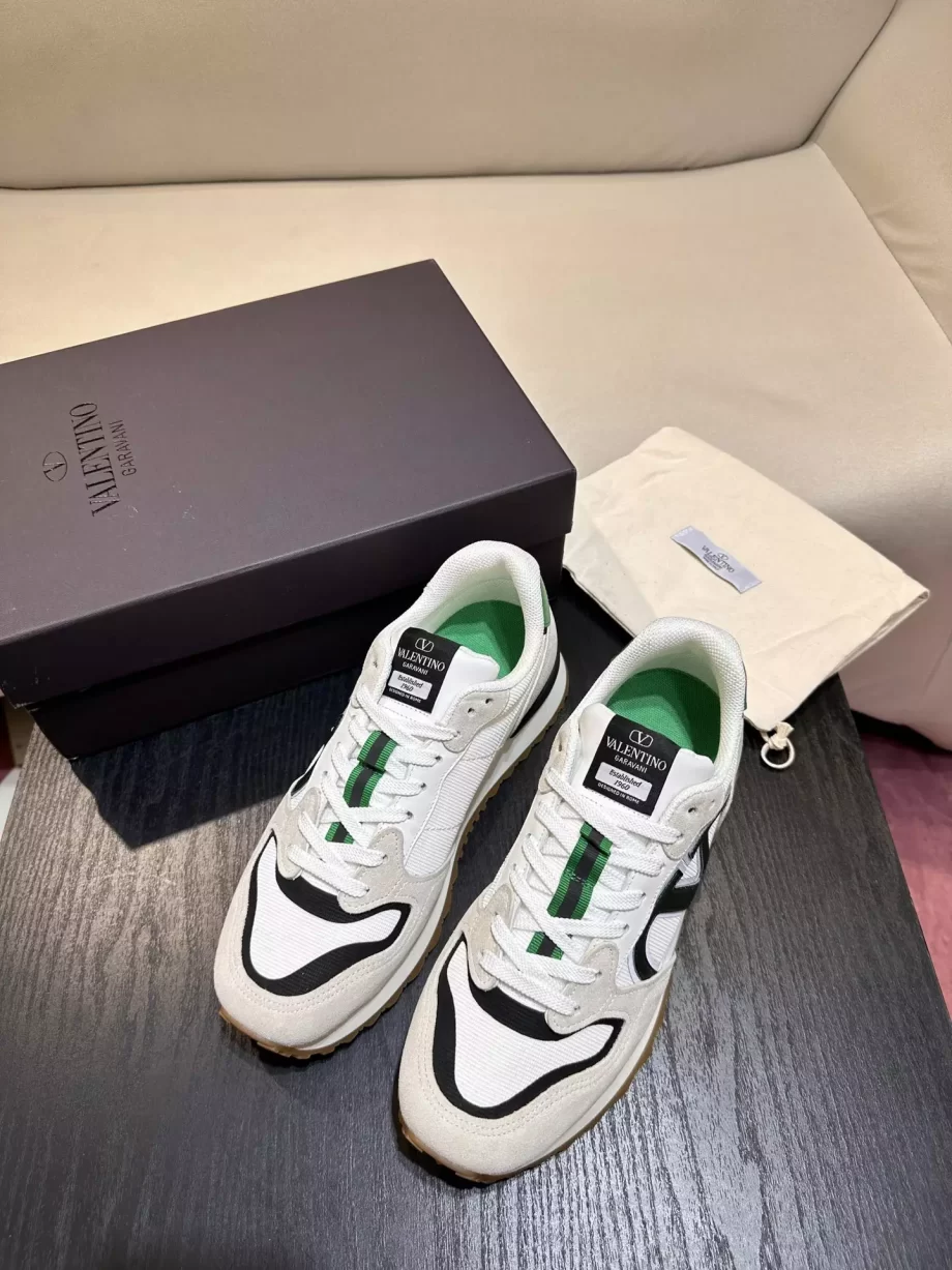 Valentino Garavani VLogo Pace Low Top Sneakers in White/Green - VLS067