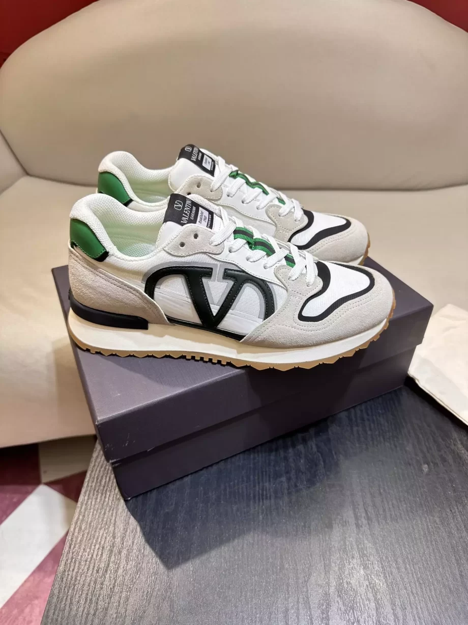 Valentino Garavani VLogo Pace Low Top Sneakers in White/Green - VLS067