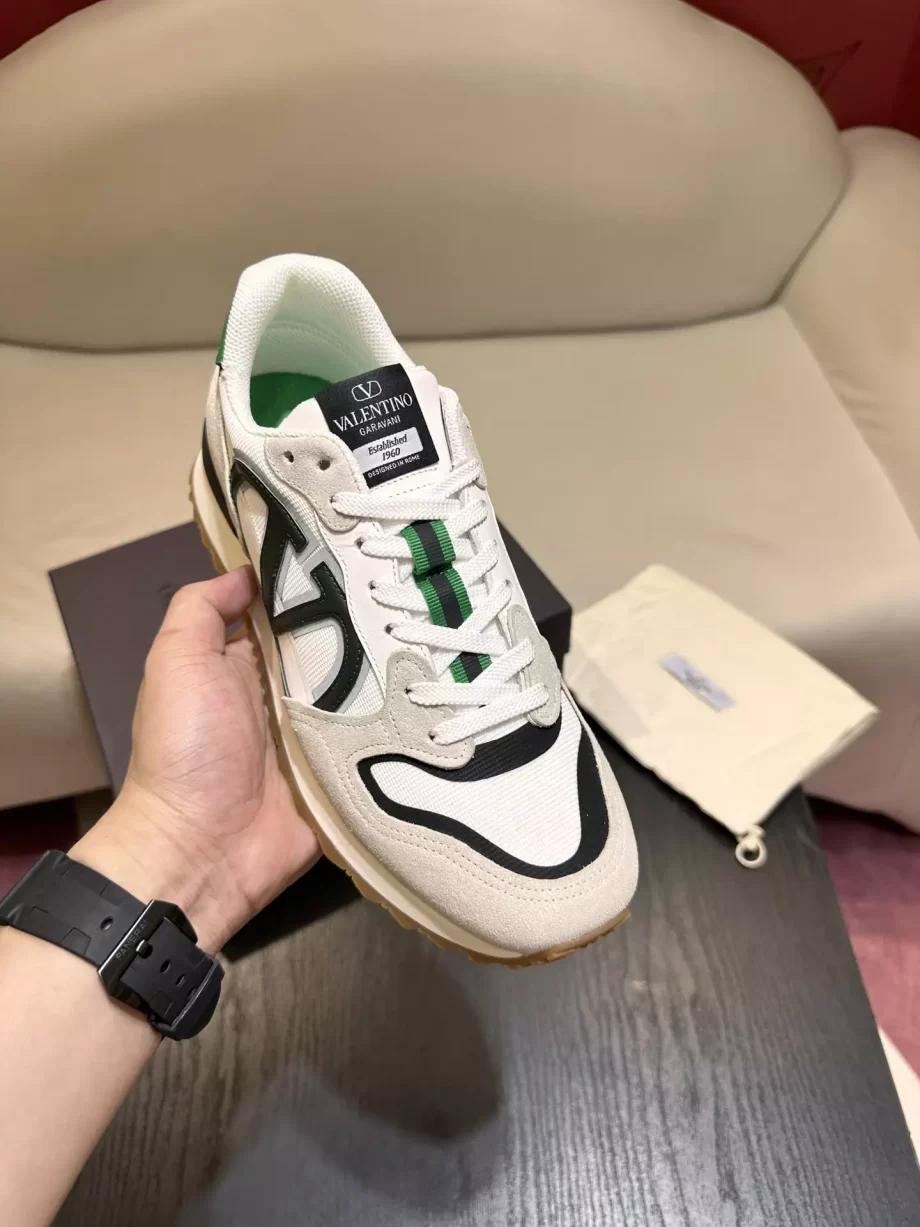 Valentino Garavani VLogo Pace Low Top Sneakers in White/Green - VLS067