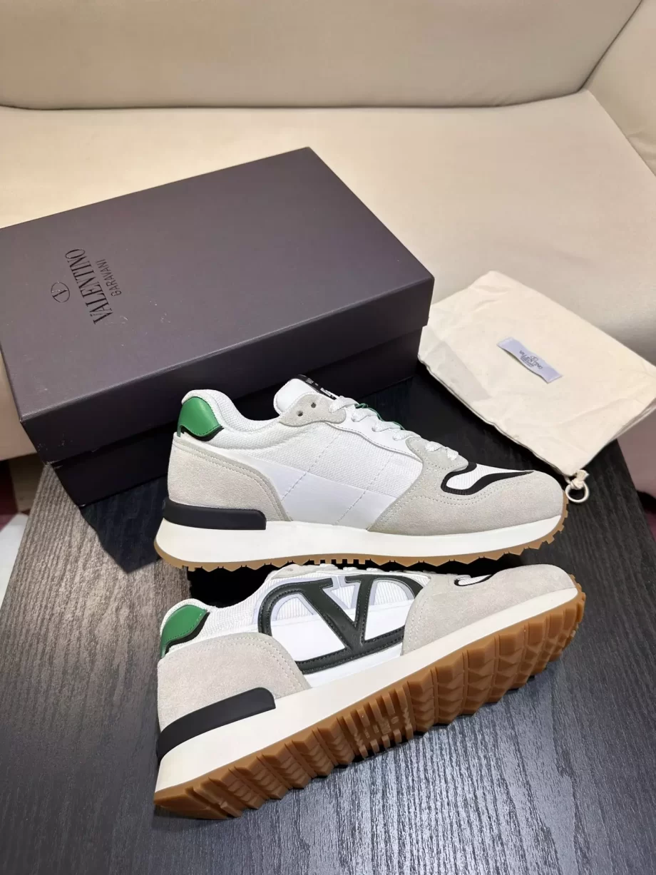 Valentino Garavani VLogo Pace Low Top Sneakers in White/Green - VLS067