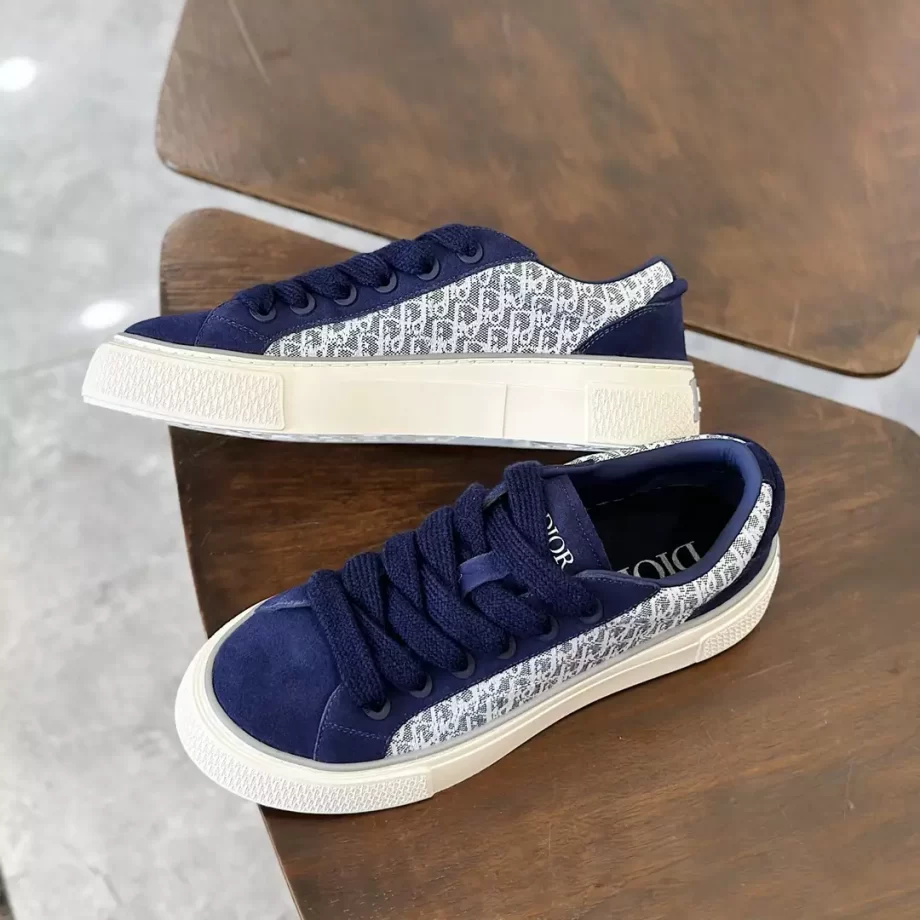 B33 Sneaker Navy Blue Dior Oblique Jacquard and Suede - CDO142