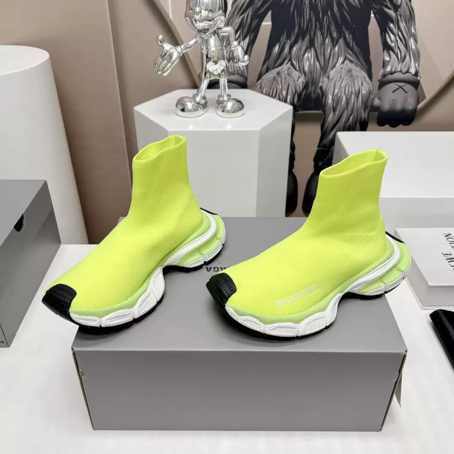 Balenciaga Men's 3XL Sock Recycled Knit Sneaker in Fluo Yellow - BB294