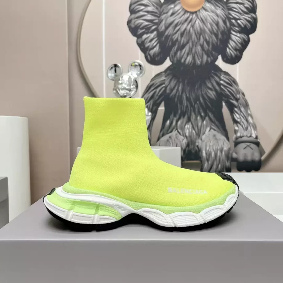 Balenciaga Men's 3XL Sock Recycled Knit Sneaker in Fluo Yellow - BB294