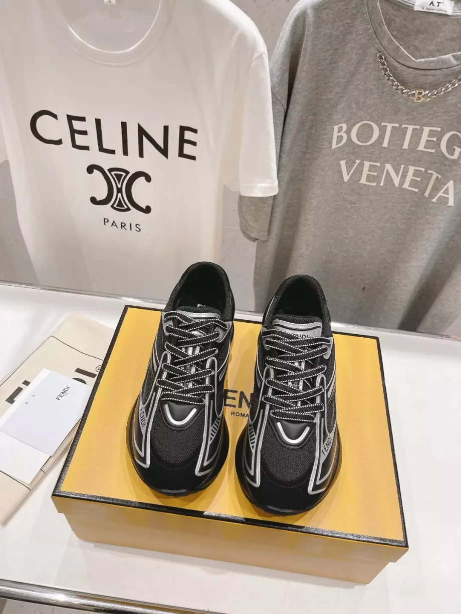 Fendi First 1 Black Fabric Running Sneakers - FD025