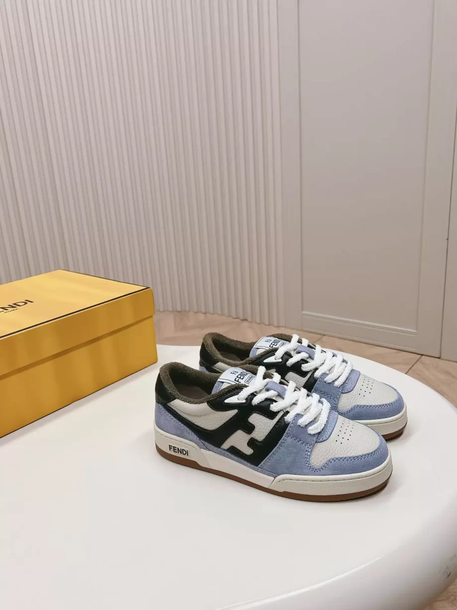 Fendi Match Light Blue Suede Low Tops Sneakers - FD029