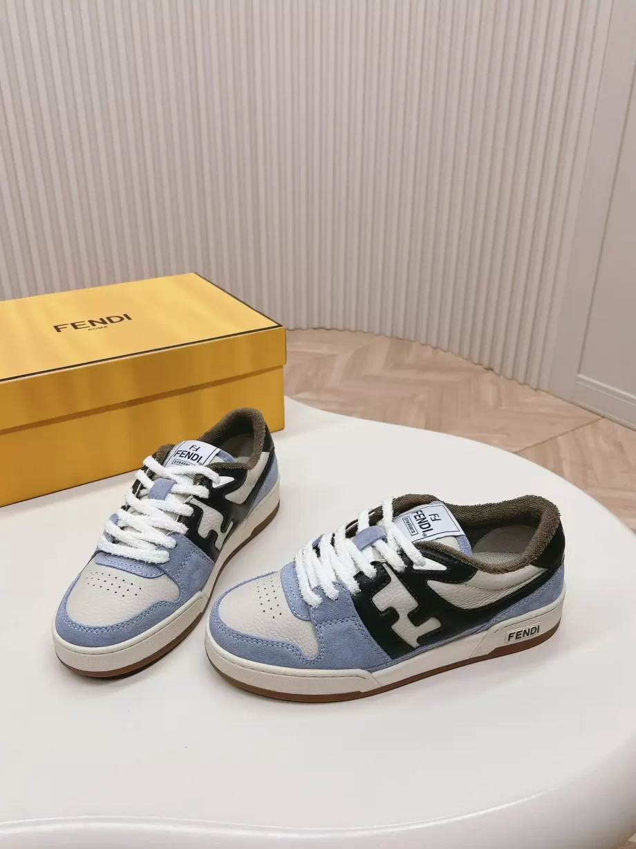 Fendi Match Light Blue Suede Low Tops Sneakers - FD029