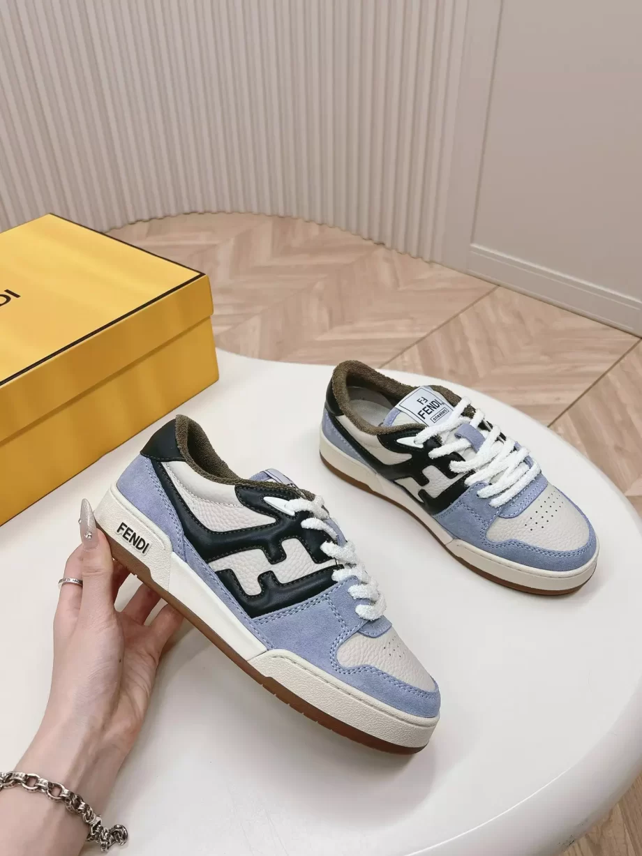 Fendi Match Light Blue Suede Low Tops Sneakers - FD029