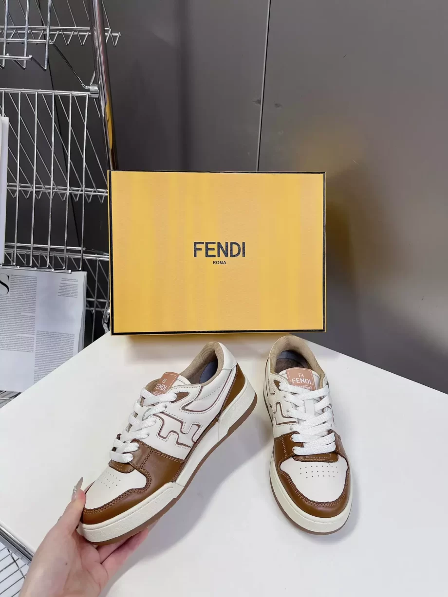 Fendi Match Sneakers Brown Leather Low Tops - FD028