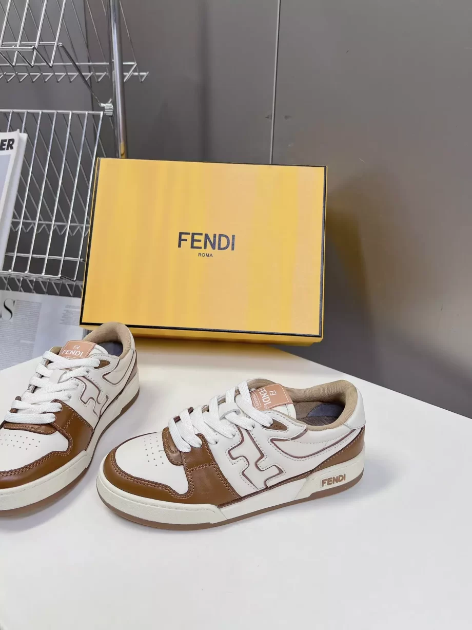 Fendi Match Sneakers Brown Leather Low Tops - FD028