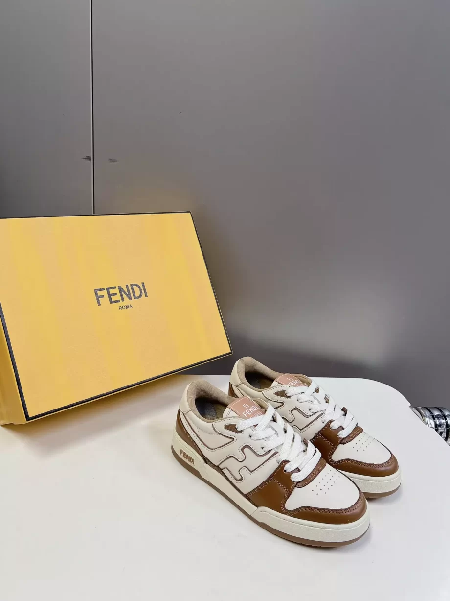 Fendi Match Sneakers Brown Leather Low Tops - FD028