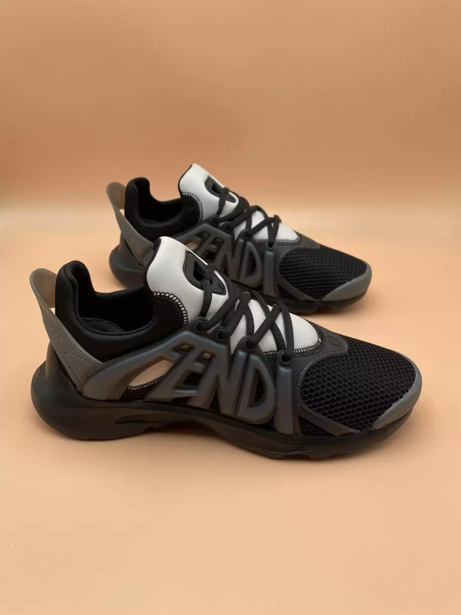 Fendi Tag Sneakers Black Technical Mesh Running - FD035