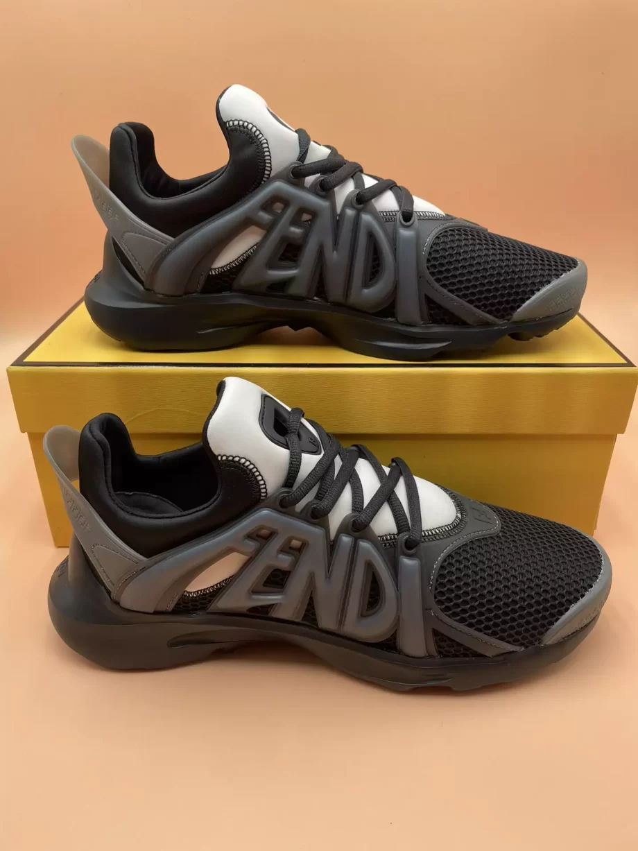 Fendi Tag Sneakers Black Technical Mesh Running - FD035