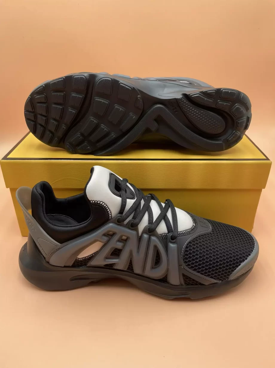 Fendi Tag Sneakers Black Technical Mesh Running - FD035