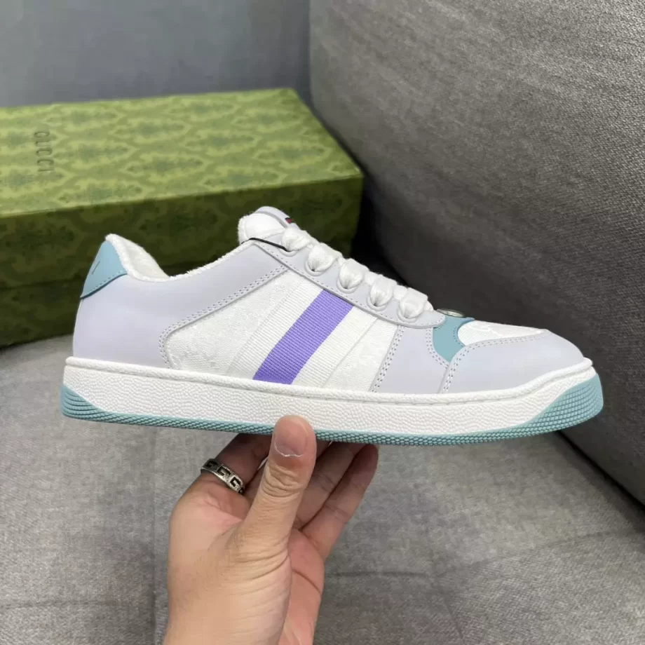 Gucci Screener Sneaker Light Blue and White Canvas - GCC228