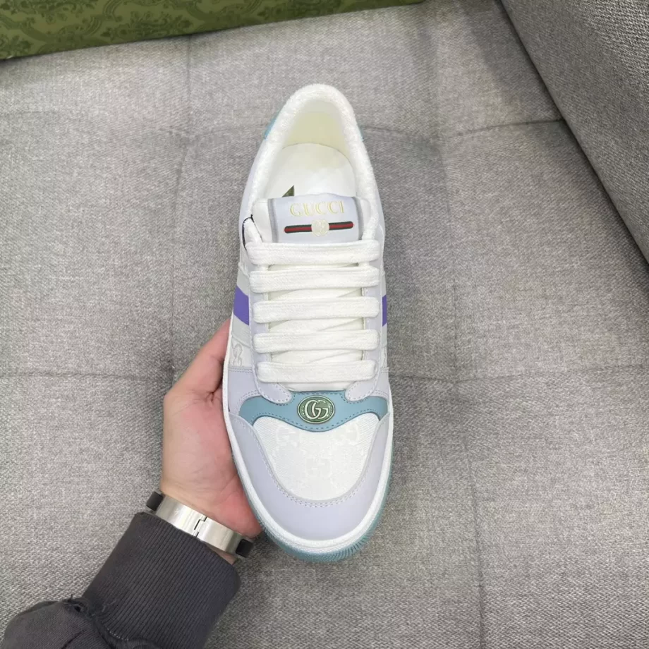 Gucci Screener Sneaker Light Blue and White Canvas - GCC228