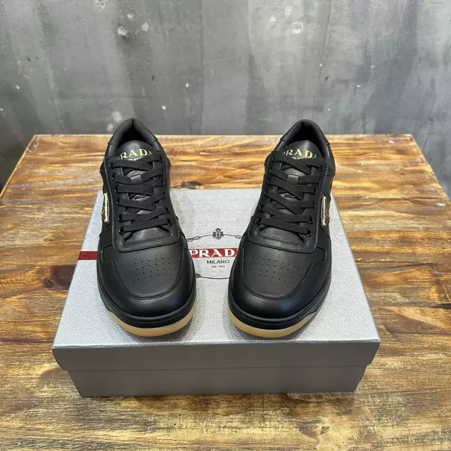 Prada Black Downtown Nappa Leather Sneakers - PRD064