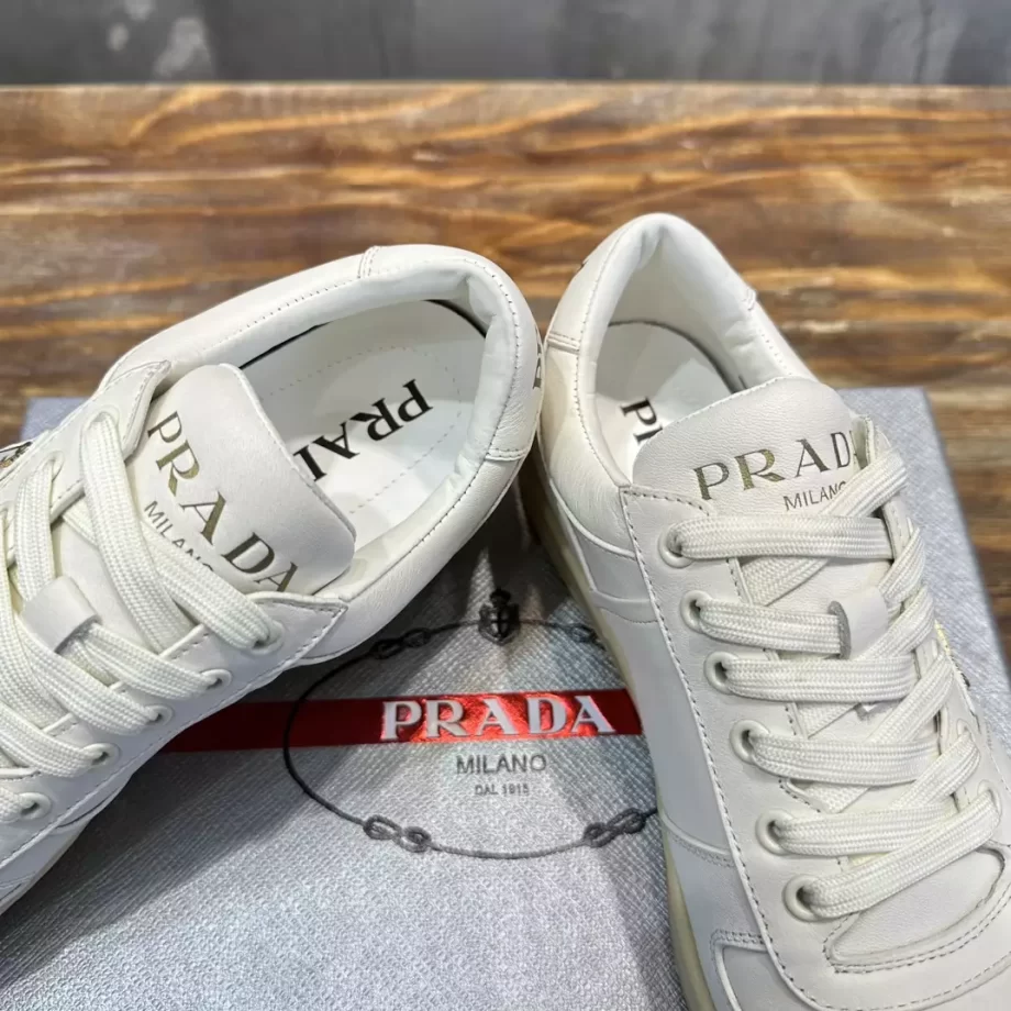 Prada Ivory Downtown Nappa Leather Sneakers - PRD065