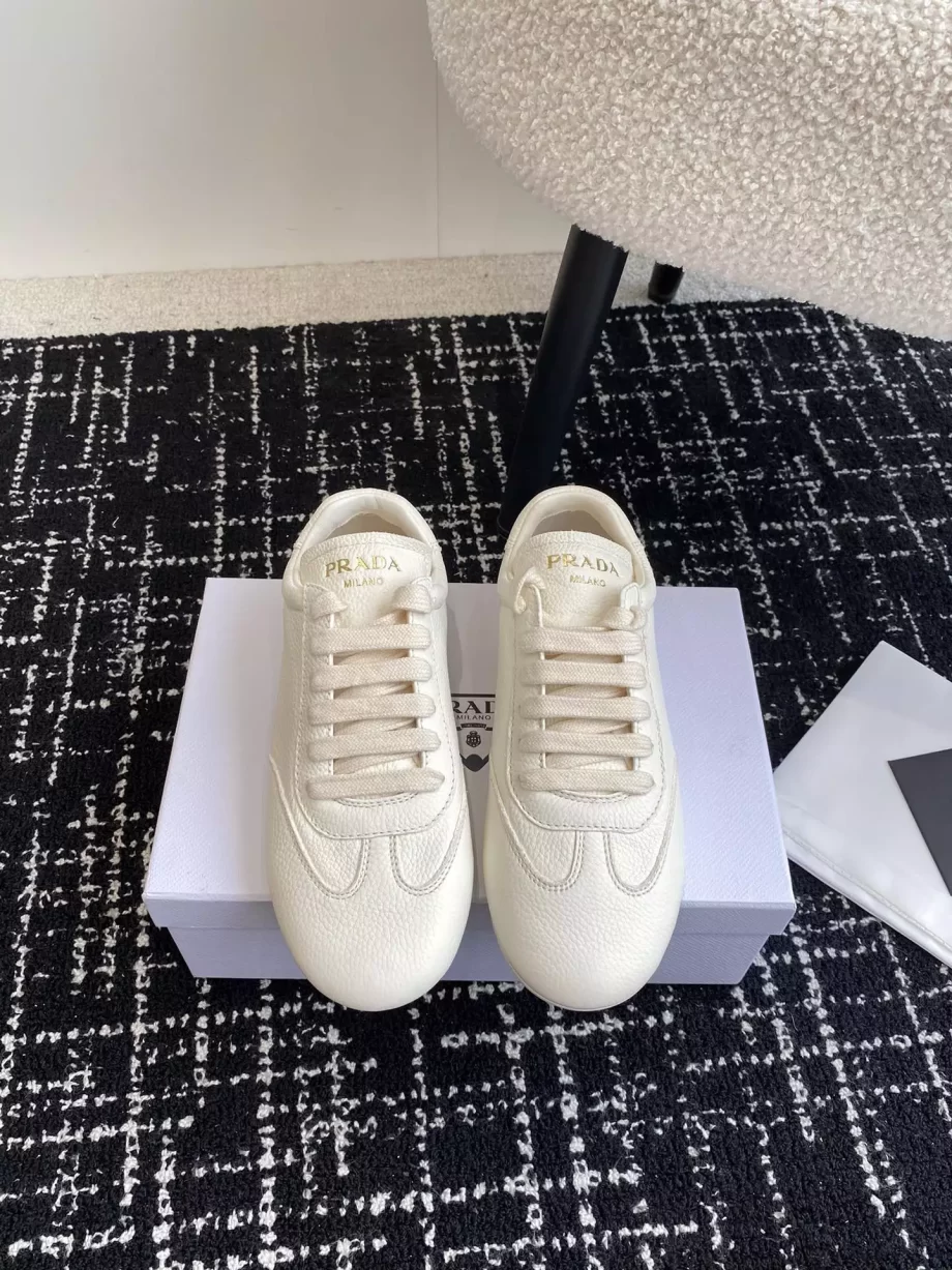 Prada Ivory Leather Sneakers - PRD067