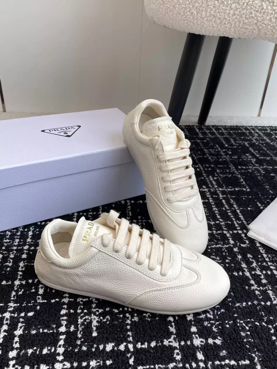 Prada Ivory Leather Sneakers - PRD067