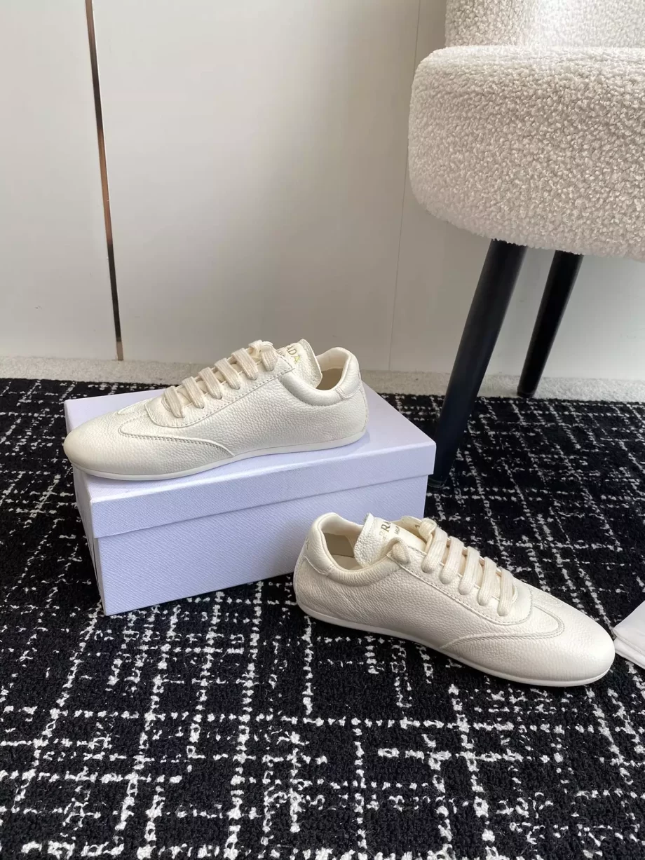 Prada Ivory Leather Sneakers - PRD067