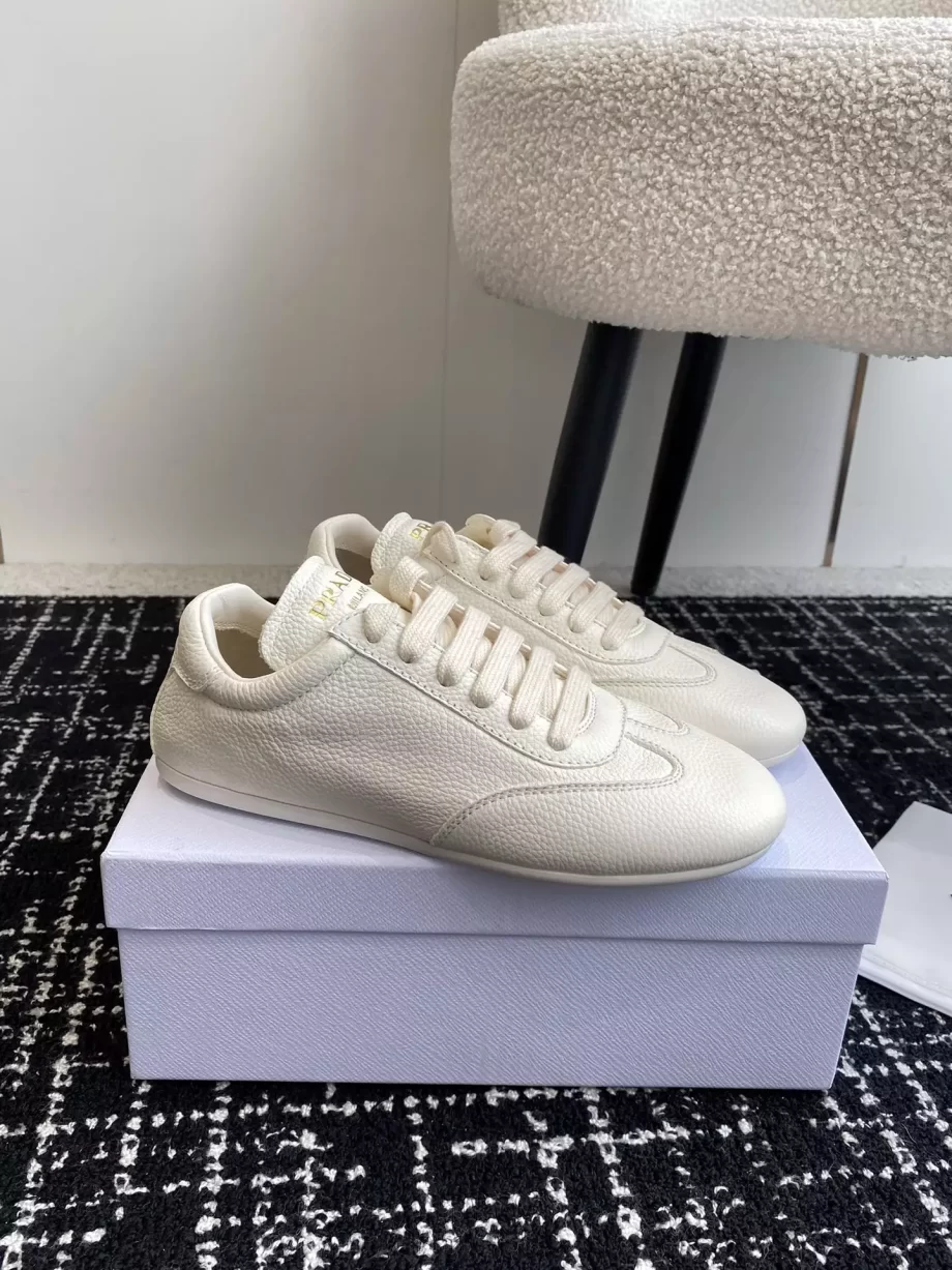 Prada Ivory Leather Sneakers - PRD067