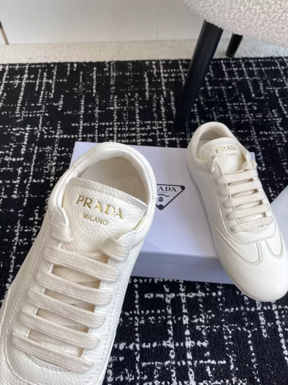 Prada Ivory Leather Sneakers - PRD067