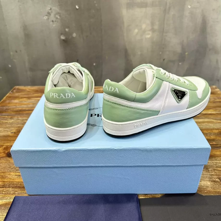 Prada White/Aqua Downtown Leather Sneakers - PRD061