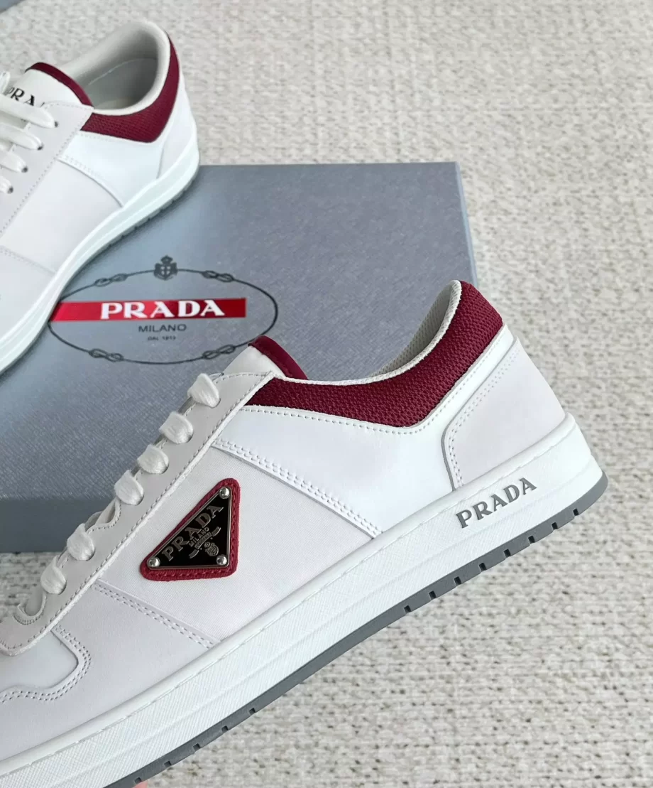 Prada White/Garnet Downtown Re-Nylon Sneakers - PRD056