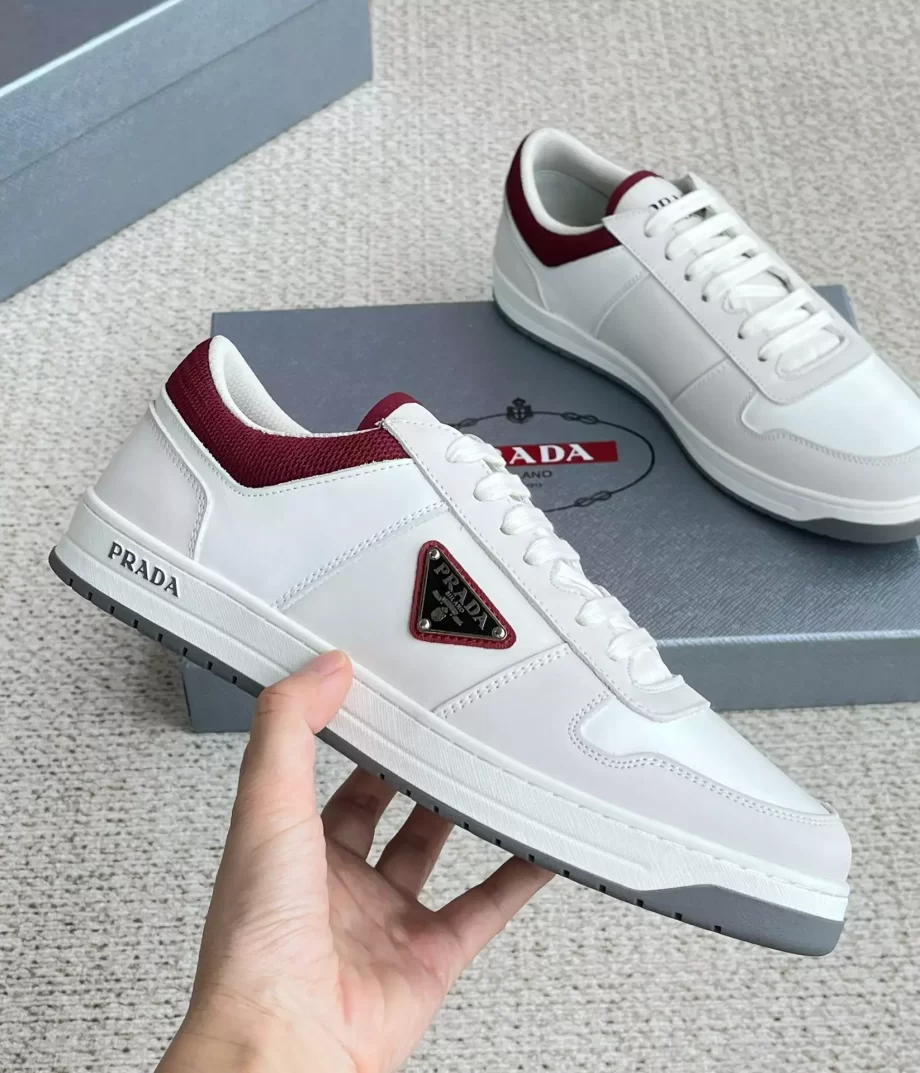 Prada White/Garnet Downtown Re-Nylon Sneakers - PRD056