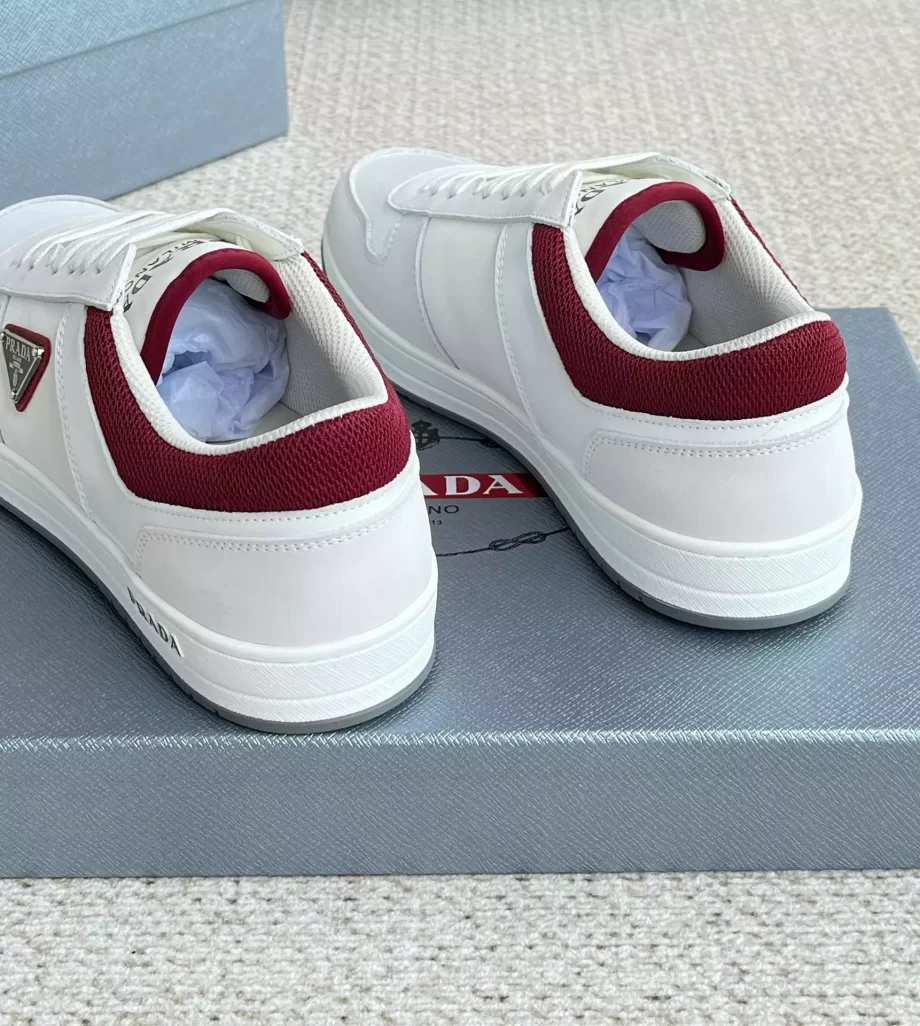 Prada White/Garnet Downtown Re-Nylon Sneakers - PRD056