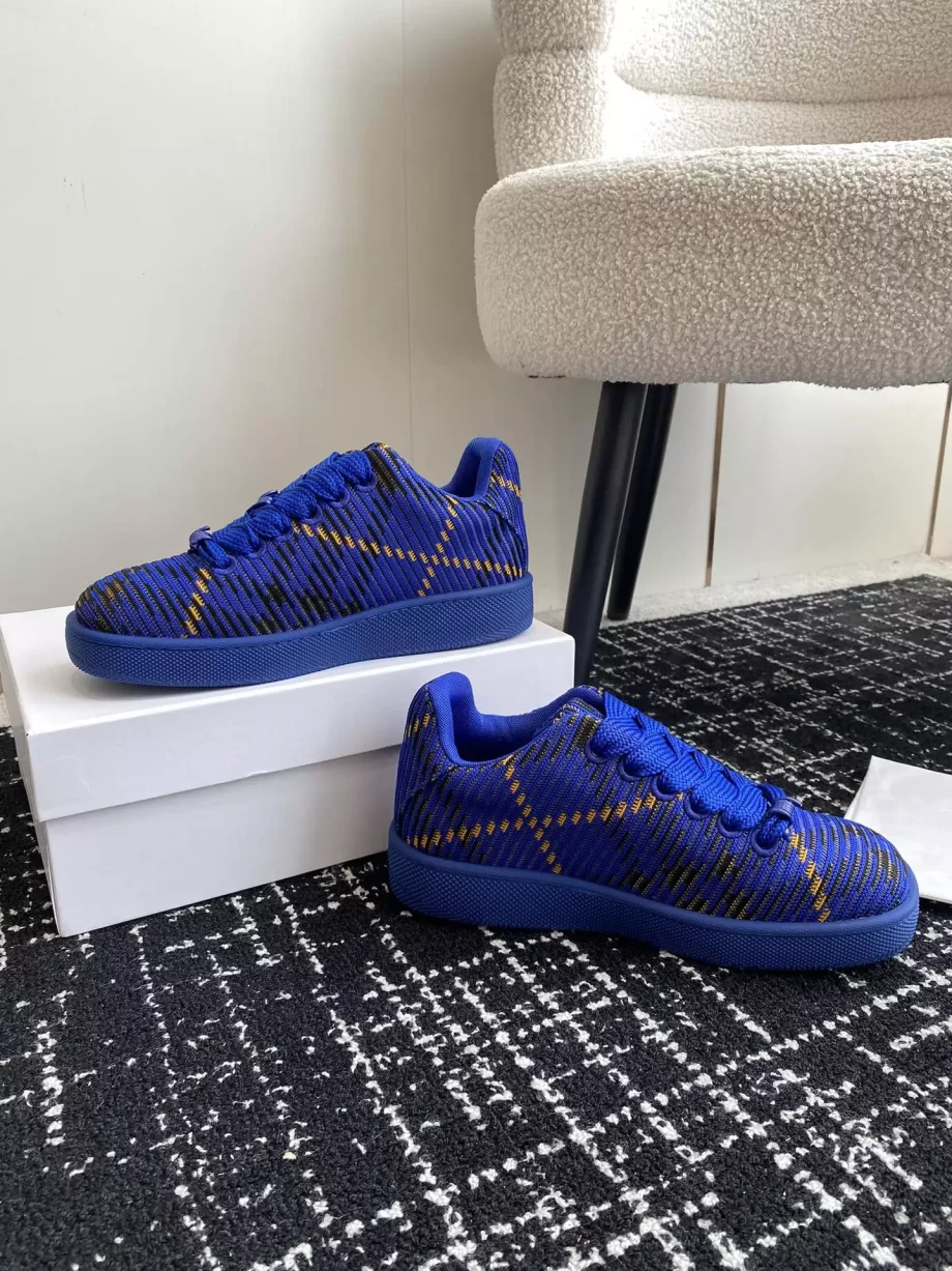 Burberry Check Knit Box Sneakers in Bright Navy - BBR56