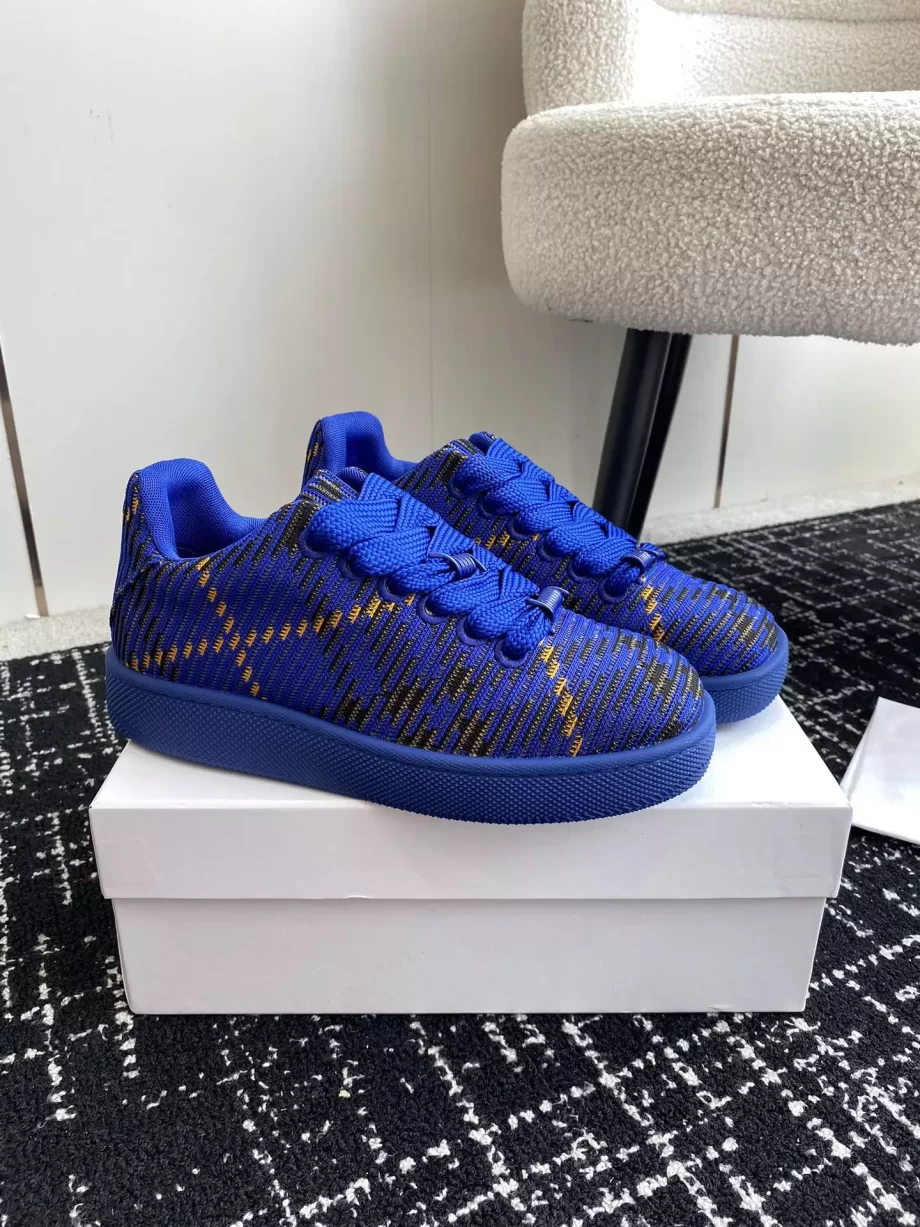 Burberry Check Knit Box Sneakers in Bright Navy - BBR56