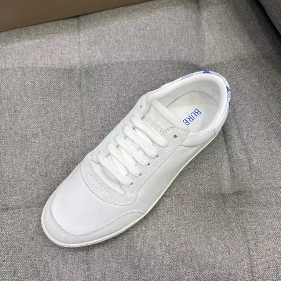 Burberry Leather and Check Cotton Sneakers in Optical White/Knight - BBR58