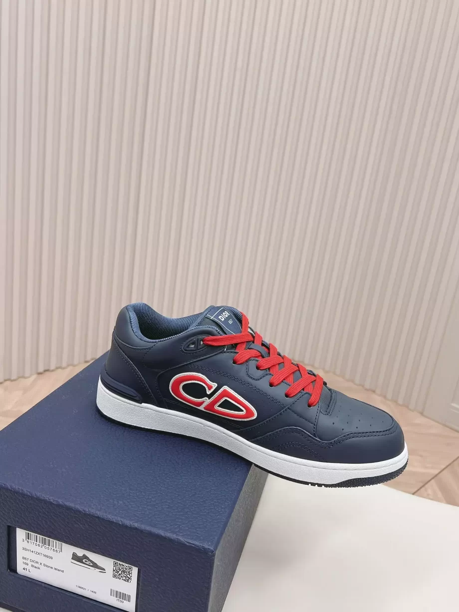 DIOR AND STONE ISLAND B57 Low-Top Sneaker Blue and Red Smooth Calfskin - CDO145