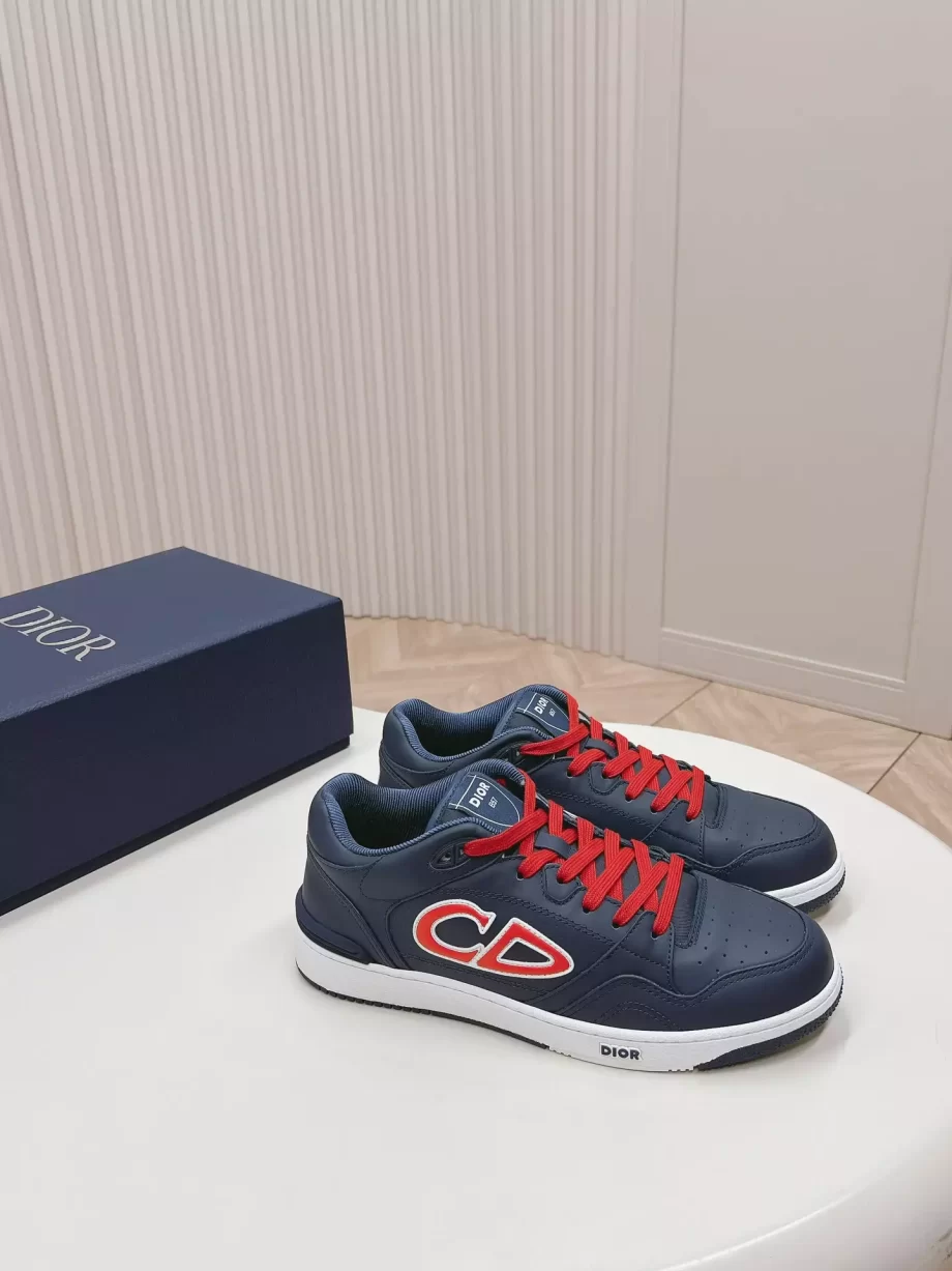 DIOR AND STONE ISLAND B57 Low-Top Sneaker Blue and Red Smooth Calfskin - CDO145