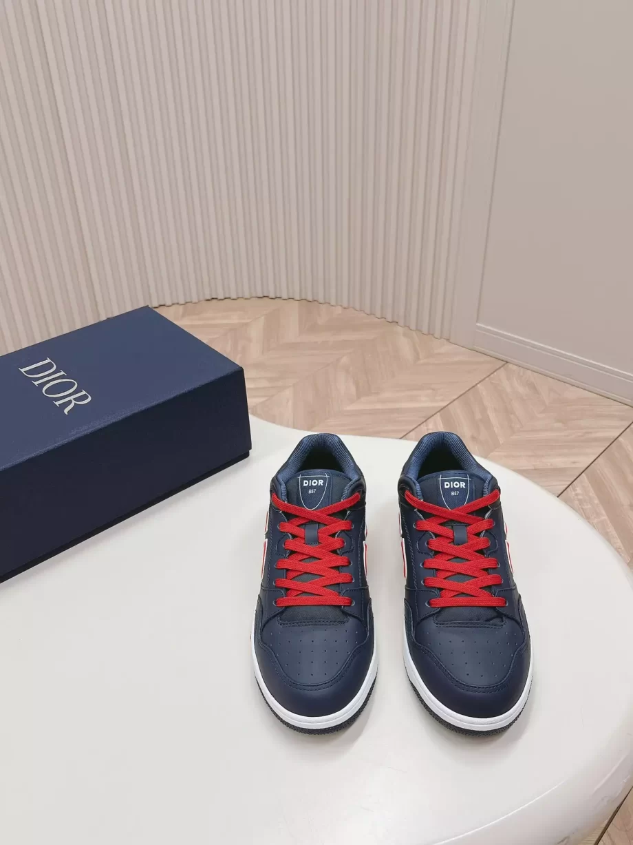 DIOR AND STONE ISLAND B57 Low-Top Sneaker Blue and Red Smooth Calfskin - CDO145