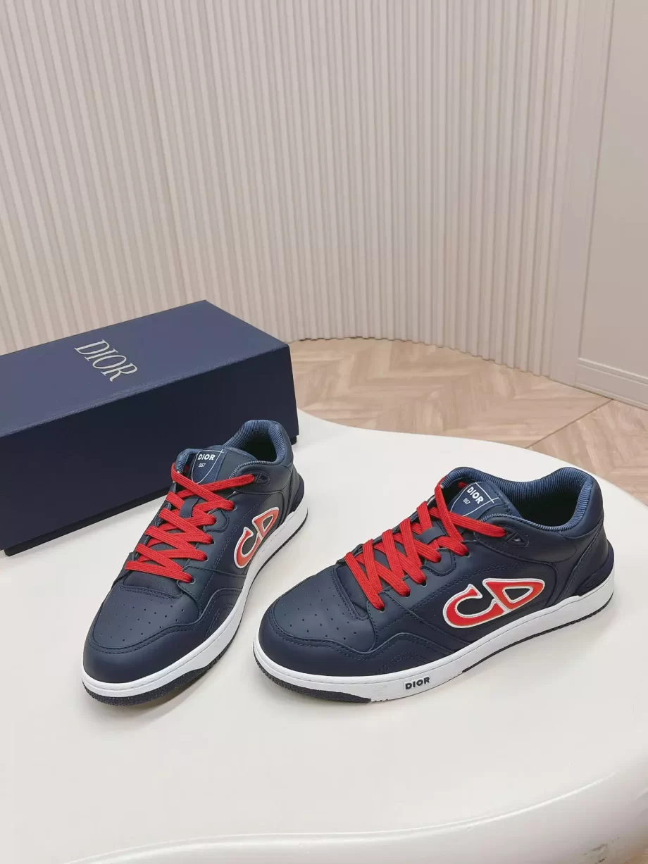 DIOR AND STONE ISLAND B57 Low-Top Sneaker Blue and Red Smooth Calfskin - CDO145