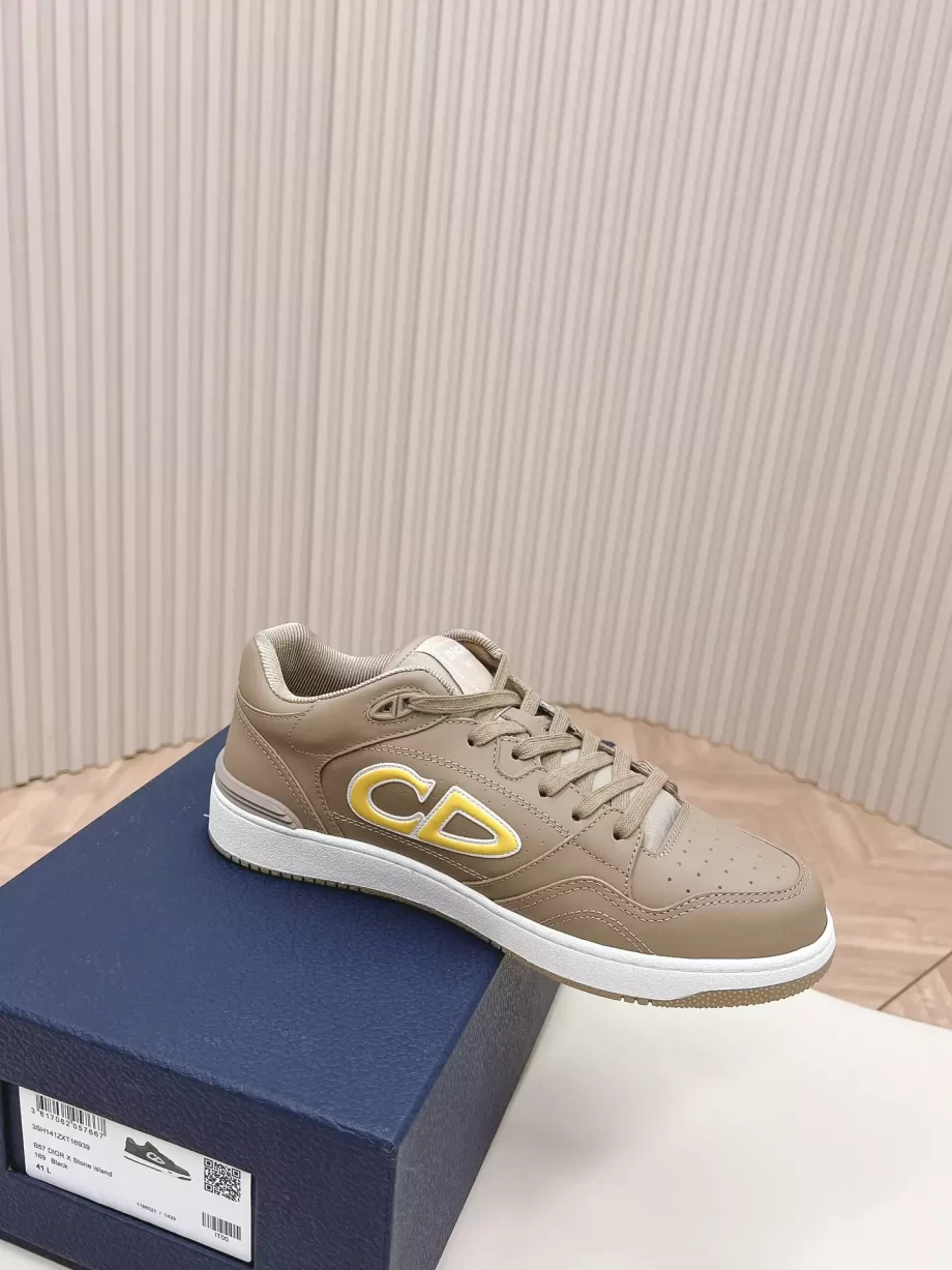 DIOR AND STONE ISLAND B57 Low-Top Sneaker Gray and Yellow Smooth Calfskin - CDO146