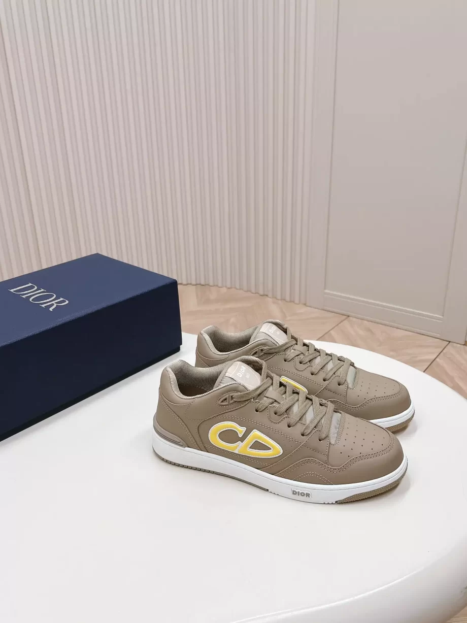 DIOR AND STONE ISLAND B57 Low-Top Sneaker Gray and Yellow Smooth Calfskin - CDO146