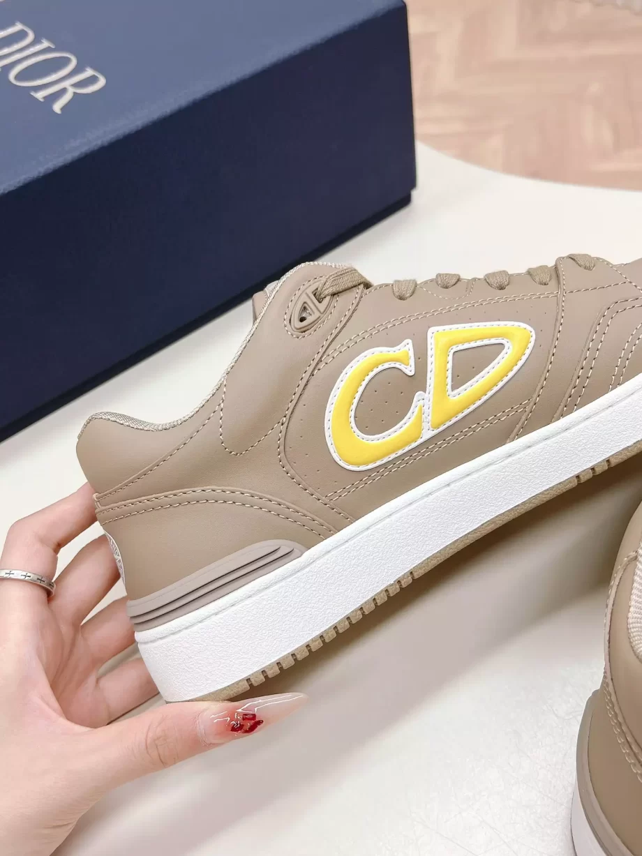 DIOR AND STONE ISLAND B57 Low-Top Sneaker Gray and Yellow Smooth Calfskin - CDO146