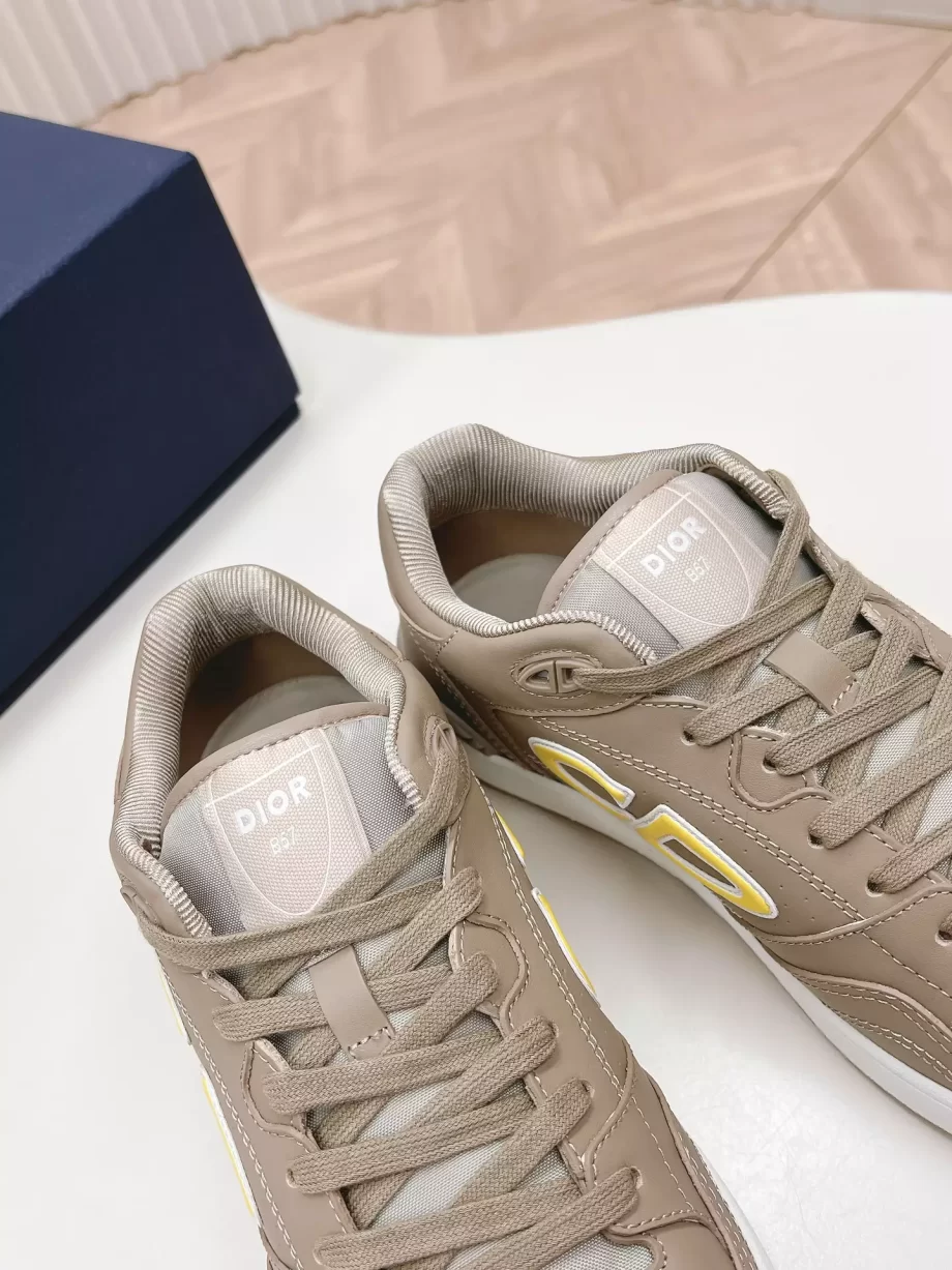 DIOR AND STONE ISLAND B57 Low-Top Sneaker Gray and Yellow Smooth Calfskin - CDO146