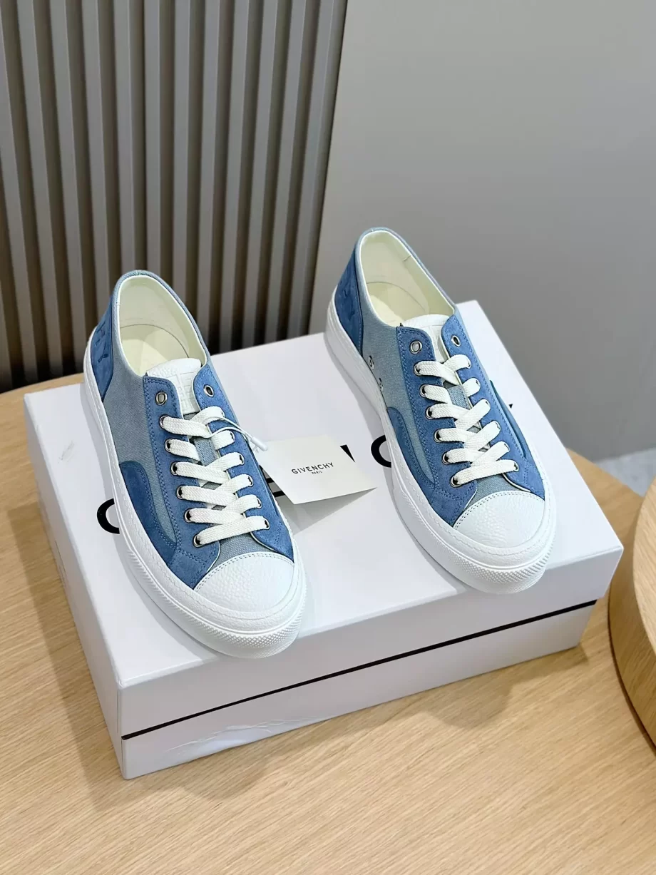 Givenchy City Sneakers in Canvas and Suede Sky Blue - G54V