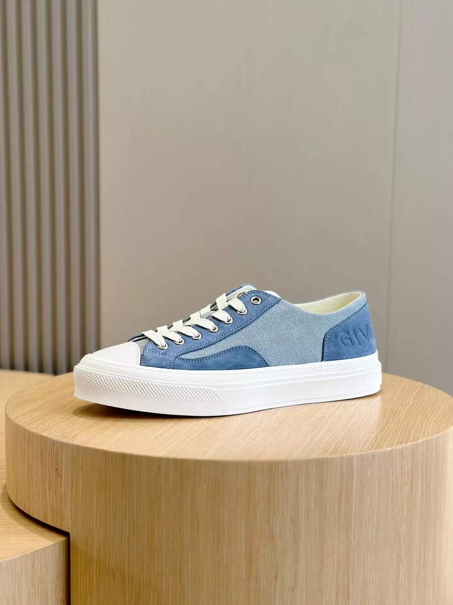 Givenchy City Sneakers in Canvas and Suede Sky Blue - G54V