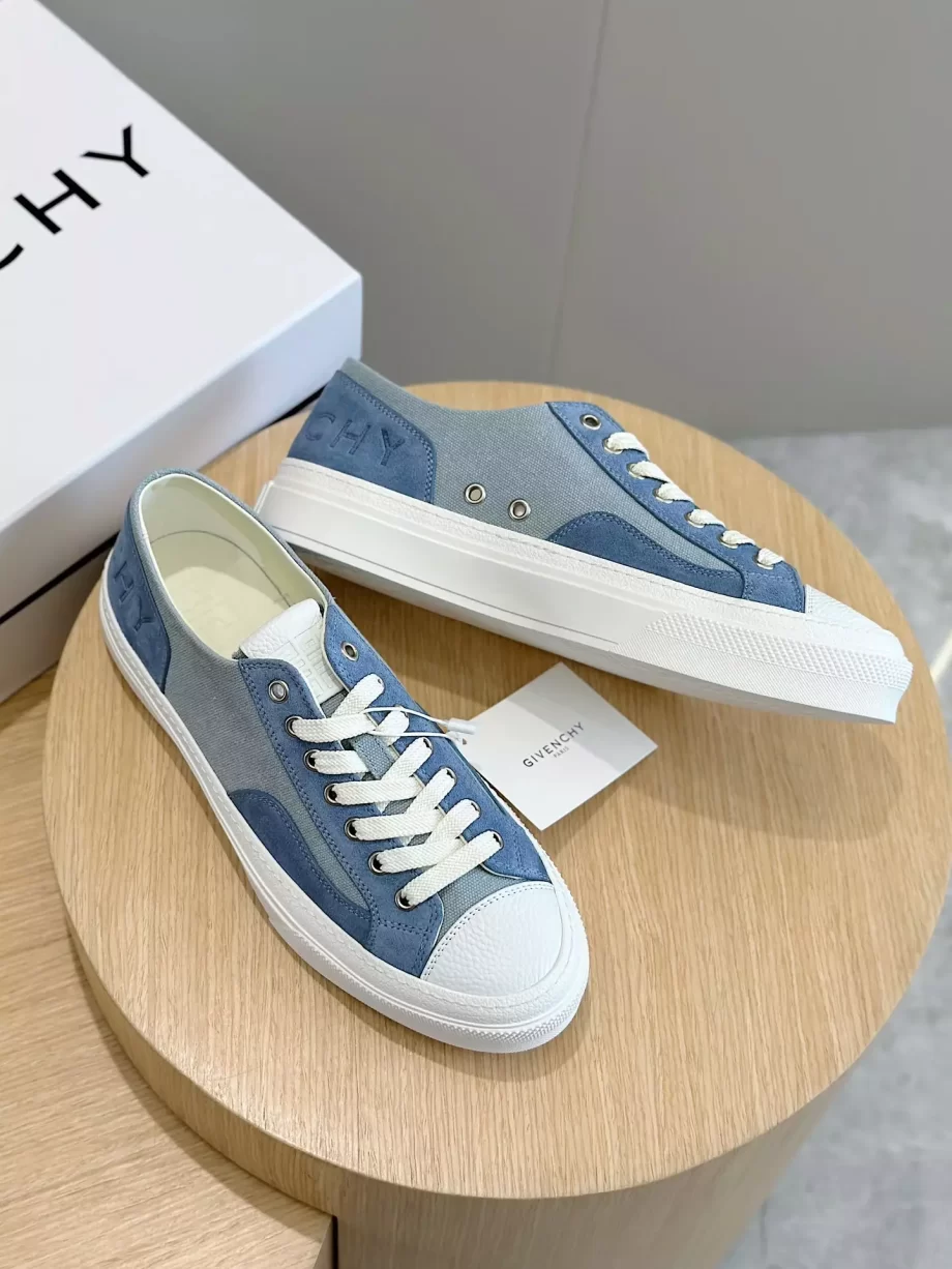 Givenchy City Sneakers in Canvas and Suede Sky Blue - G54V