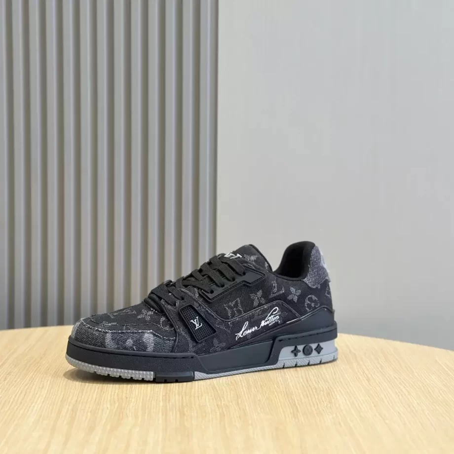 LV Trainer Sneaker Black Monogram Denim - LSVT279