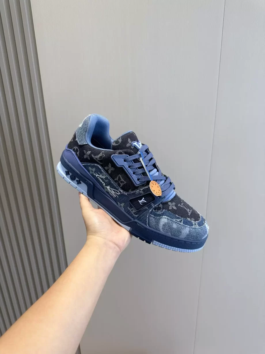 LV Trainer Sneaker Blue Monogram Denim - LSVT280